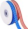 2 Rolls 50 Yards Patriotic Grosgrain Ribbon – 3/8" Red, White & Blue Stars and Stripes Ribbon for 4th of July, Memorial Day, Independence Day & DIY Crafts